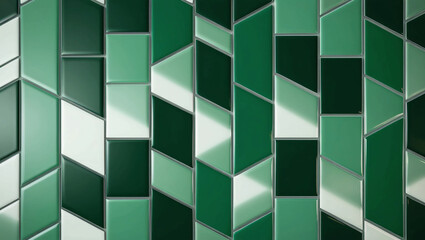 Poster - green geometric abstract blocks with bright light shining through, tech-inspired pattern in a modern