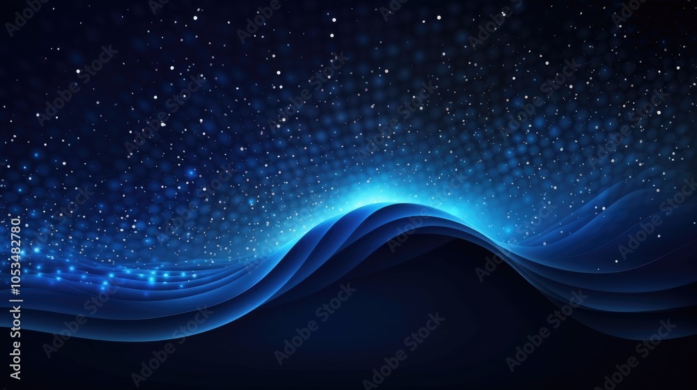 Dark Blue Abstract Background with Shining Stars, Light Effects, and ...