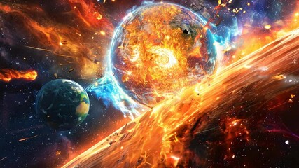 Space galaxy fantasy with explosion supernova, starry cosmic nebula and deep universe