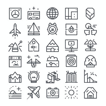 Minimalism element outline icon set