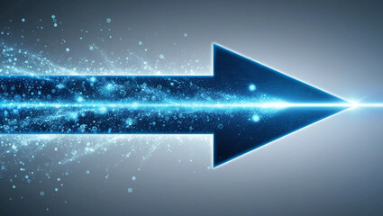 Poster - ultra-detailed image of a futuristic blue arrow formed by glowing digital particles representing gro