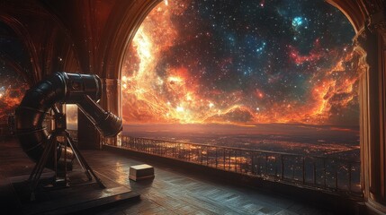 Wall Mural - space observatory with panoramic views of the cosmos.