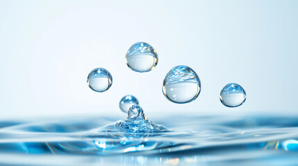 Aufkleber - Air bubbles float up under water, creating serene and calming scene. clear blue water and delicate bubbles convey sense of tranquility and purity