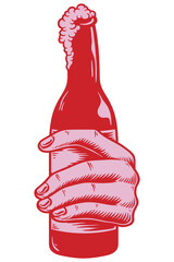 Wall Mural - hand holding a beer bottle design element