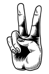Wall Mural - white hand peace sign sticker design resource
