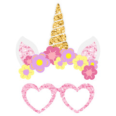 Wall Mural - cute unicorn party props transparent png