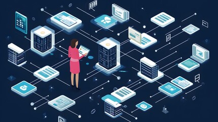 Database Developer Illustration Concept. 