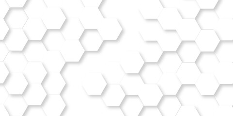 Vector Minimal White Hexagonal Background. Luxury White Pattern. 3D Futuristic abstract honeycomb mosaic white background. geometric mesh cell texture. modern futuristic wallpaper.