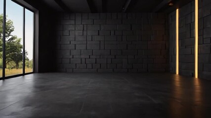 Wall Mural - abstract studio black background vertical video for product presentation. empty room with shadows fr