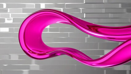 Poster - a modern glowing flowing stream of vibrant pink liquid isolated on transparent background, ideal for