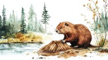ビーバーの水彩イラスト 無料画像 - Public Domain Pictures