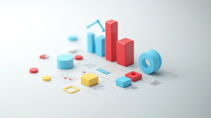 Aufkleber - Visualizing growth 3d graphs and data representation in business analytics