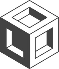 Poster - cube logo, geometric vector design. black and white box logotype company, trendy techno emblem in is