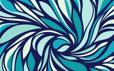Poster - Swirling abstract pattern in shades of blue and turquoise, showcasing fluid shapes and curves that create a sense of movement and depth