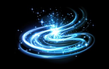 Poster - swirling blue light and stars create a captivating cosmic effect against a black background in an ar