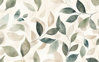 Poster - Delicate botanical leaves pattern on a soft background capturing a serene and natural aesthetic for home decor and design