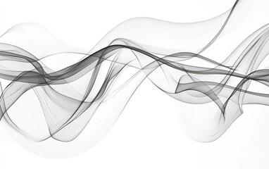 Poster - Elegant black and white abstract waves flowing gracefully across a white background in a serene and tranquil setting