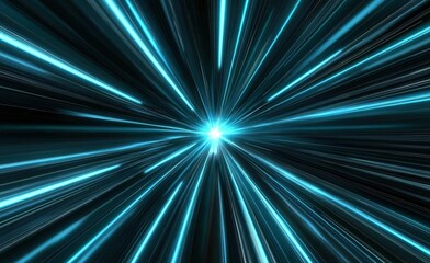 Aufkleber - Dynamic burst of blue light rays radiating outward in a dramatic space-themed design, conveying a sense of energy and movement