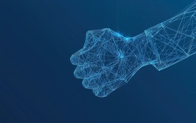 Poster - A digital handshake illustration representing partnership and collaboration in technology and business innovation