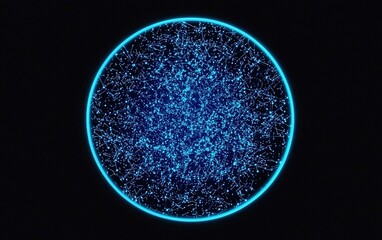 Poster - Abstract representation of a cosmic network filled with vibrant blue points of light against a dark background