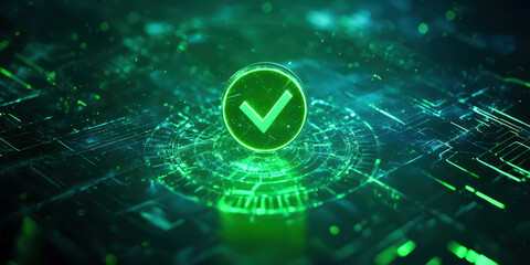 Poster - A green check mark is on a green background