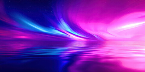 Aufkleber - A beautiful blue and purple sky with a calm ocean in the background