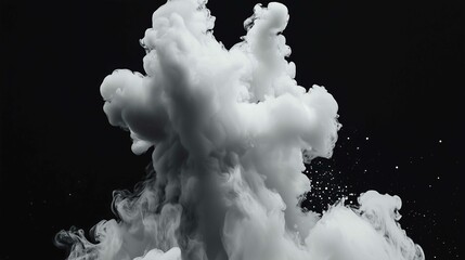 Wall Mural - ink white smoke on black background