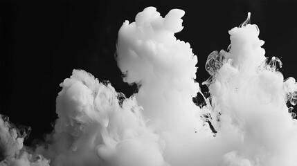 Wall Mural - ink white smoke on black background