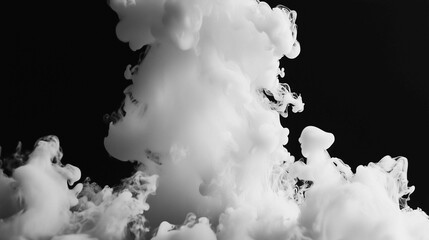 Wall Mural - ink white smoke on black background