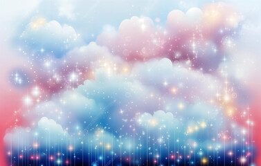 Wall Mural - a beautiful and colorful cloudy sky with a light blue background, featuring clouds that transition from light blue to pink and white.