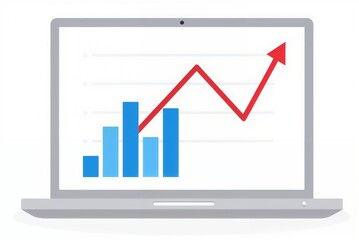 Poster - A laptop computer displaying a graph vividly on its screen surface