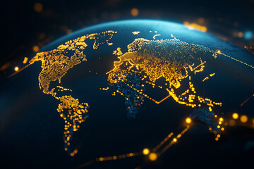 Aufkleber - A luminous global map showcasing vibrant connections across continents