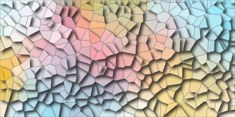Aufkleber - Quartz light multicolor Broken Stained Glass Background black stoke with shadows. Abstract colorful mosaic pattern Seamless Geometric Retro tiles .Cement kitchen decor with crack floor light design.	
