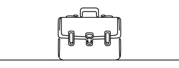 Poster - Minimalist illustration of a business briefcase drawn with a single continuous line. Vector illustration.