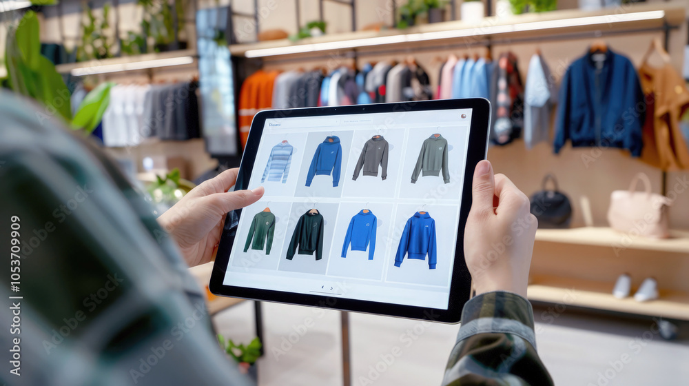 подросток смотрит онлайн магазин одежды на планшете