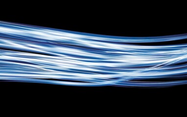 Poster - abstract blue light streaks on a black background showcasing motion and fluidity in a dynamic art pi
