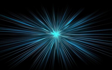 Poster - dynamic blue light rays radiating outward from a central point create a striking visual effect in a 