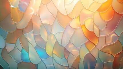 Poster - abstract attractive background consisting of pieces of multicolored mosaic glass and rays of light. Pleasant and minimalistic shades