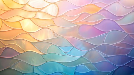 Poster - abstract attractive background consisting of pieces of multicolored mosaic glass and rays of light. Pleasant and minimalistic shades