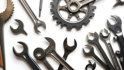 A collection of tools including wrenches, pliers, and screwdrivers