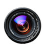 © Angelo - Close-up of a professional camera lens reflecting vibrant colors, symbolizing photography. Isolated on transparent white background, png