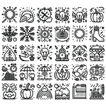 Seasonal Trends outline icon set