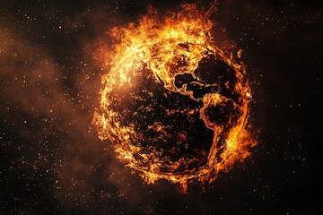Wall Mural - A burning planet earth