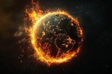 Wall Mural - A burning planet earth