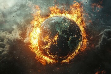 a burning planet earth