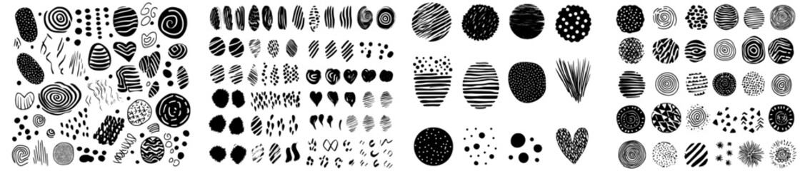 Poster - the pattern is a mixture of sketchy hand-drawn scribbles and black ink random scribbles isolated on 