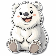 Wall Mural - Animal stickers with a Cute cartoon white bear on a white background