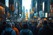© Gatherina - Crowd walking on times square in new york city at dusk