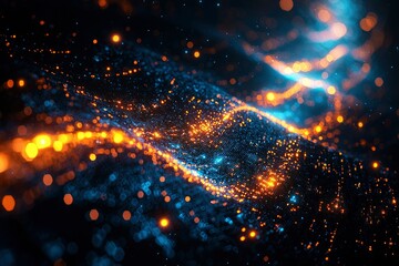 Abstract Background with Orange and Blue Bokeh Lights