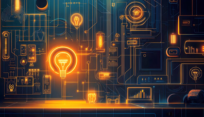Poster - Smart light system icon in 3D, focusing on eco-friendly lighting